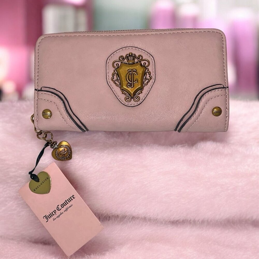 Juicy Couture Exclusive Romance Gusset Pink Dusty Blush Zip Around Wallet NWT - Picture 2 of 7